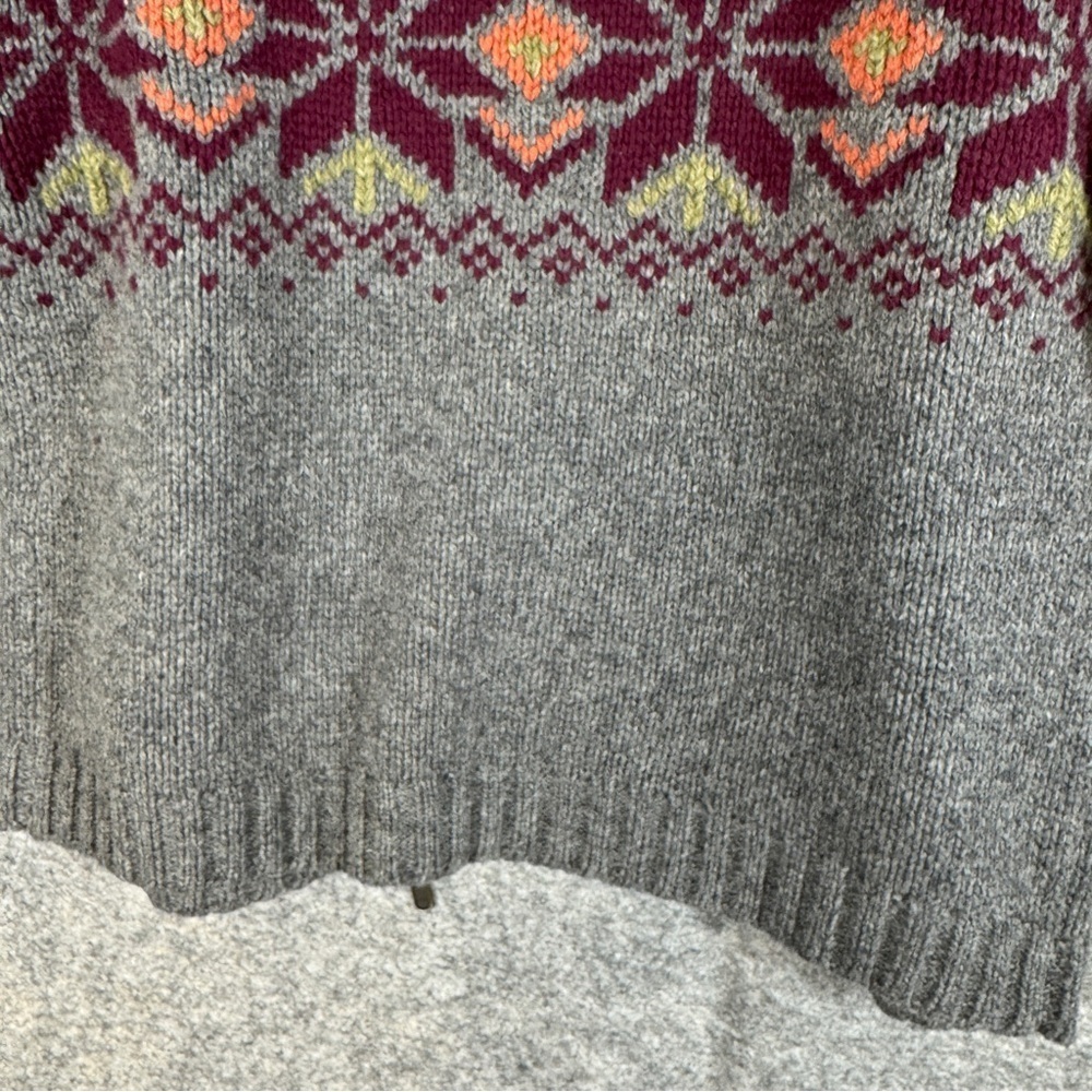 Vintage Woolrich Grey Heather Lambswool Fair Isle Zip Cardigan Sweater  S/P - Picture 14 of 14